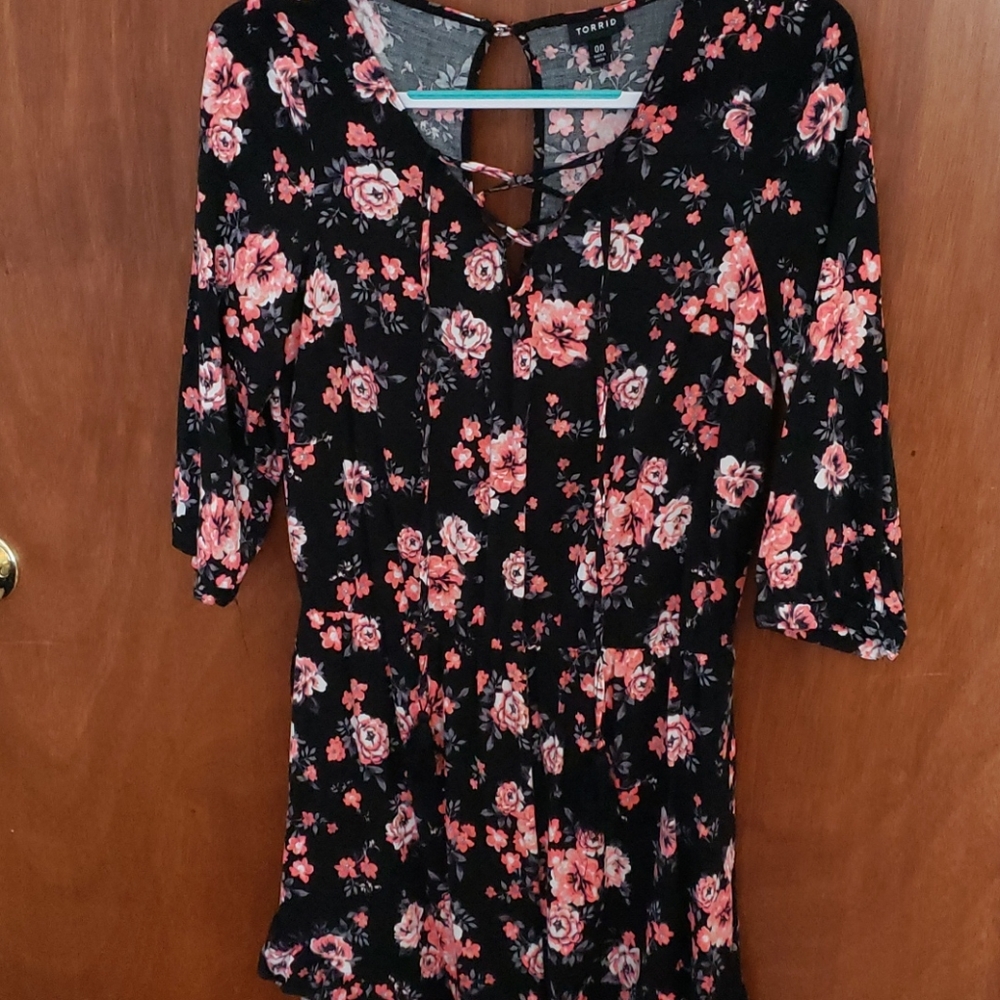 Torrid Floral Lace Up Romper